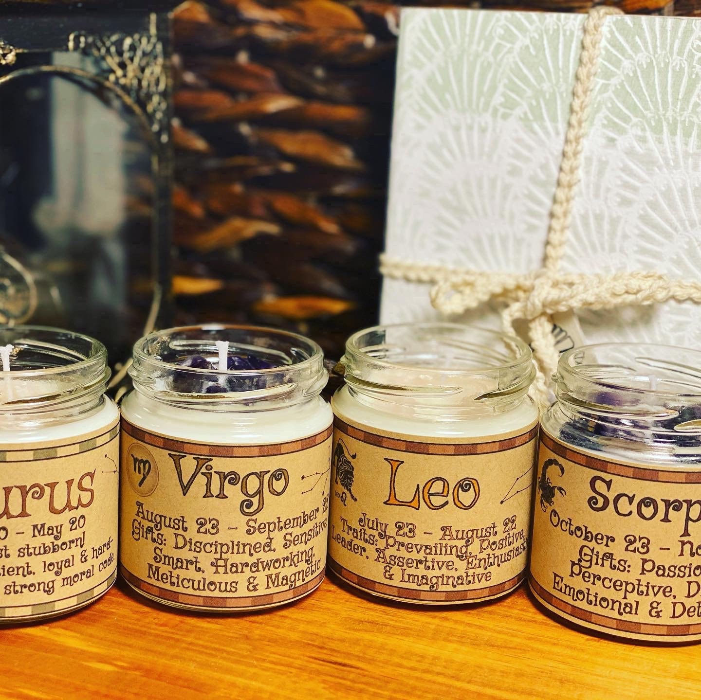Virgo Zodiac Horoscope Candle with Infused Crystals Zoltar Etsy 日本