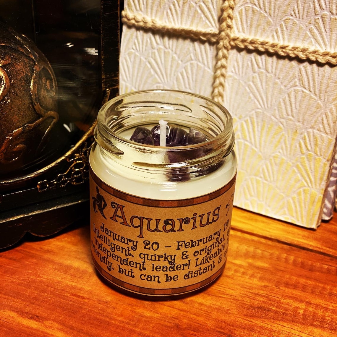AQUARIUS Zodiac Horoscope Candle With Infused Crystals zoltar Etsy