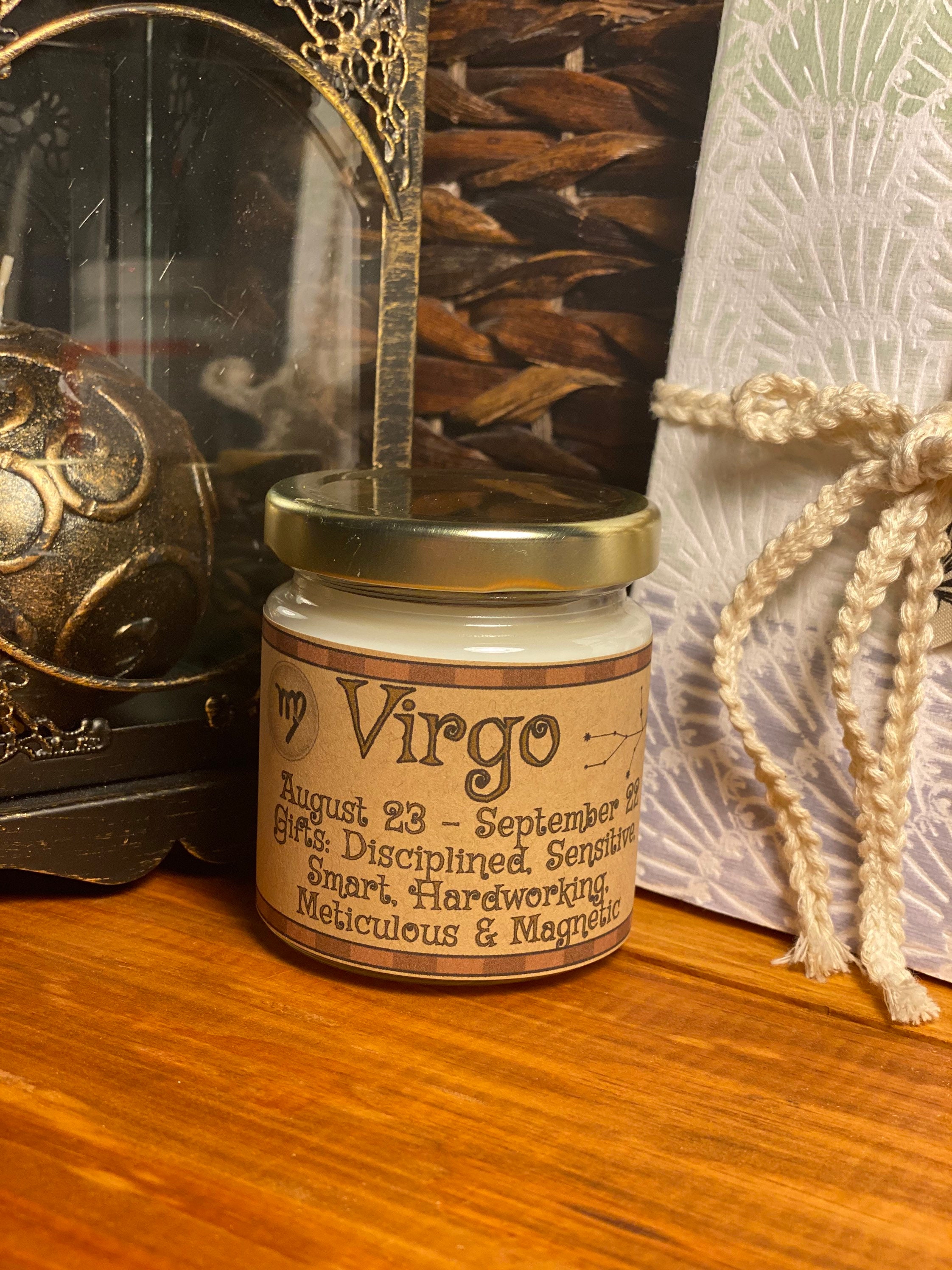 Virgo Zodiac Horoscope Candle with Infused Crystals Zoltar Etsy 日本
