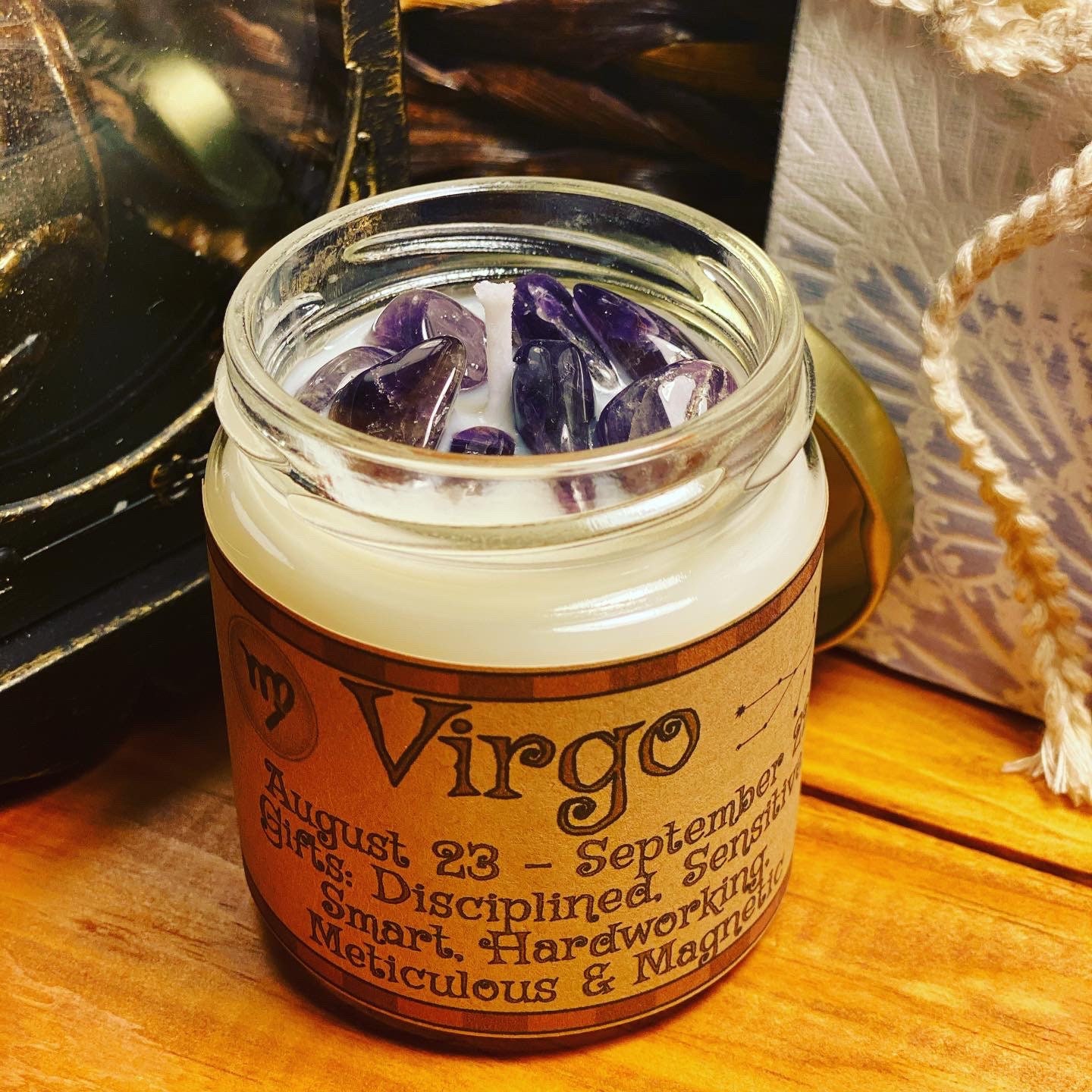 Virgo Zodiac Horoscope Candle with Infused Crystals Zoltar Etsy 日本