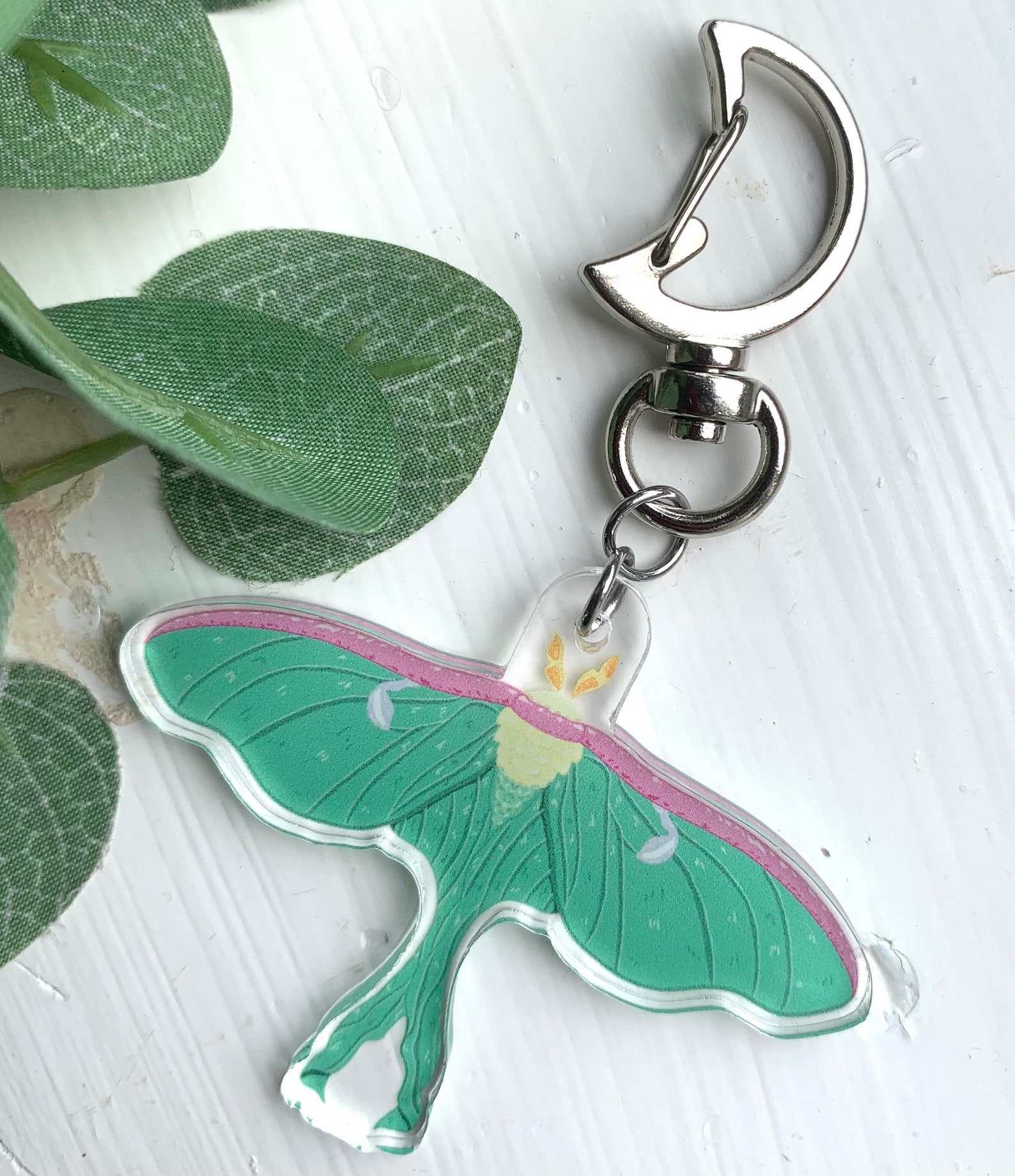 Luna Moth Keychain Etsy