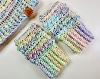 Fingerless Gloves Crochet pattern_Bubble Wrap Fingerless Mittens for Adult and Child Sizes