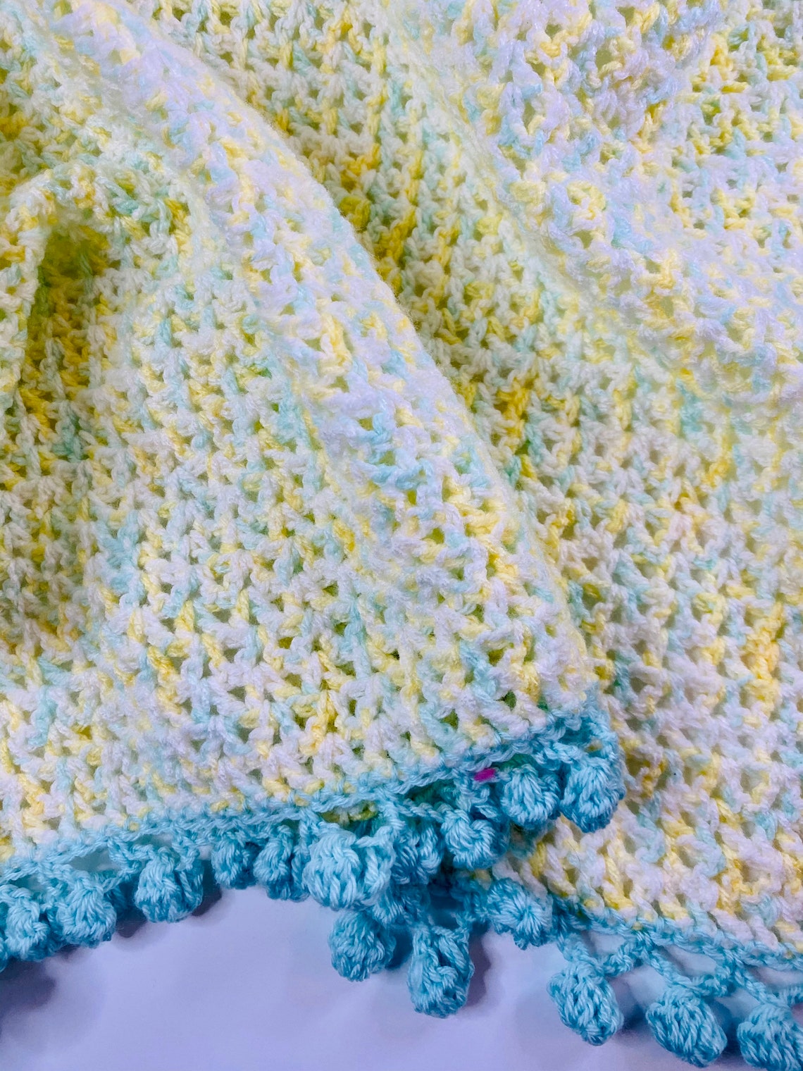 Crochet Teal and Yellow Baby Blanket | Etsy
