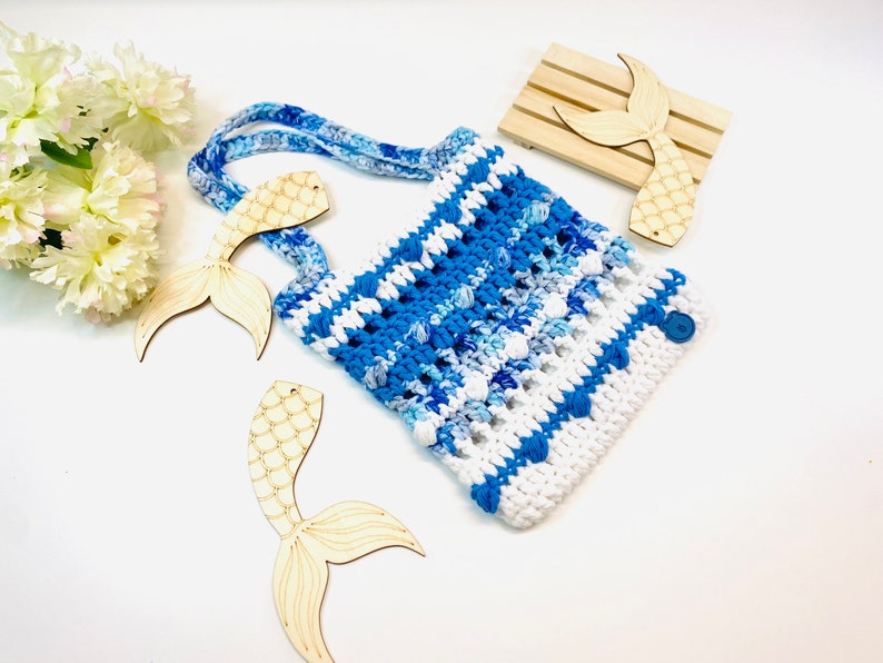 Crochet Tote Bag Pearls and Waves Tote Bag for Adult and Child Size Pattern image 2