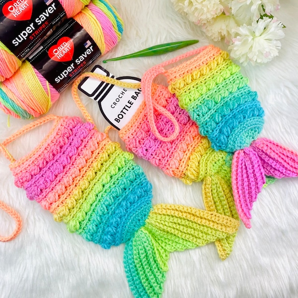 Crochet Mermaid Tail Bottle Bag