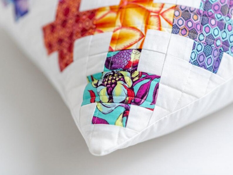 Bright Modern Quilted Throw Pillow Cases 20 X 20 Inches Etsy