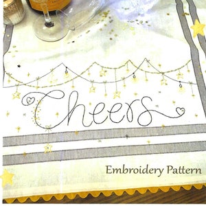Cheers Hand Embroidery Stitchery Dish Towel Kit Includes Pattern by Bareroots image 1