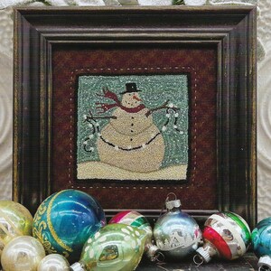 Embroidery Punchneedle Pattern, Threads that Bind "Frosty Flakes" Pattern Printed on Weavers Cloth Primitive Needlework DIY Crafts