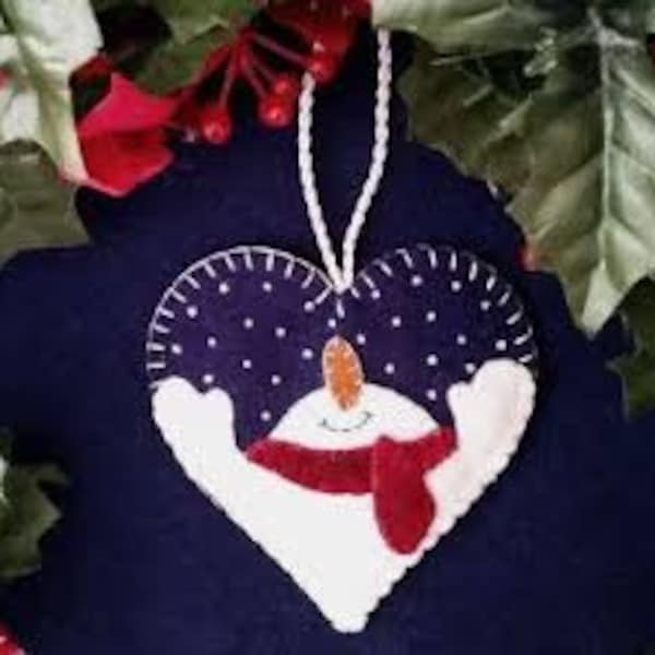 Wool Applique Let it Snow Ornament Pattern by Cath's Pennies Designs