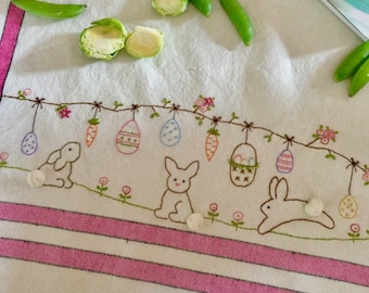 Easter -- Hand Embroidery (Stitchery) Dish Towel 253 Pattern by Bareroots