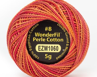 Wonderfil Eleganza "Volcano" Color 1060, Variegated Size 8 weight, 42 yards, 5g, EL5GM-1060 Embroidery Thread