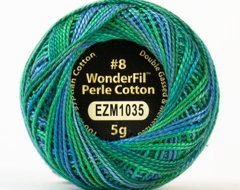 Wonderfil Eleganza "Lily Pond" Color 1035, Variegated Size 8 weight, 42 yards, 5g, EL5GM-1035 Embroidery Thread