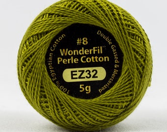 Wonderfil Eleganza "Olive" Color 32, Size 8 weight, 42 yards, 5g, EL5G-32 Sue Spargo Color Palette Embroidery Thread