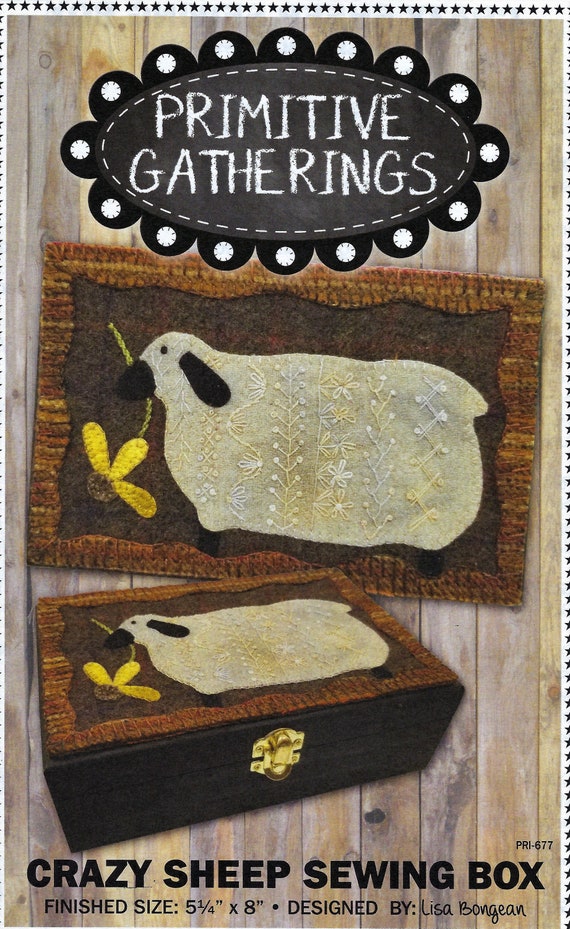 Primitive Gatherings Wool Applique Crazy Sheep Sewing Box Kit Etsy