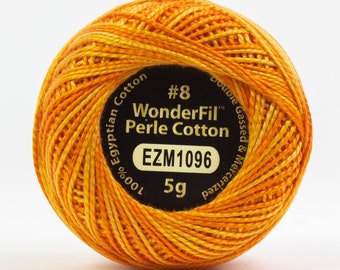 Wonderfil Eleganza "Scorched" Color 1096, Variegated Size 8 weight, 42 yards, 5g, EL5GM-1096 Embroidery Thread