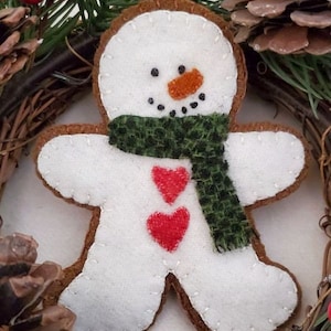 Gingerbread Snowman Applique Ornament(s) Pattern by Cath's Pennies Designs