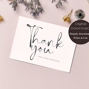 Printable Thank You Card, Thank You, Instant Download, DIY Card, Digital Download, Modern Thank You Card, Thank You For Your Purchase Card