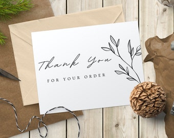 Thank You Card, Digital Download Thank You Card, Thank You For Your Order, Cards for Small Businesses