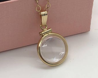 14k solid gold empty 12.5 mm handmade shaker locket, free screwdriver included , waiting for your small treasures