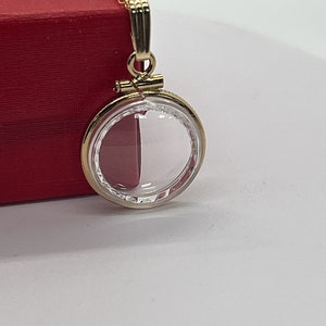 Solides 14 Karat Gold REVERSIBLE 16mm leere Diamond Edge Handmade Shaker Medaillon w / kostenlos SCHRAUBENZIEHER mit Kette, fügen Sie Ihren Schatz hinzu. Individuell erstellt