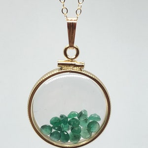 Vintage Emerald Shaker Locket 12k gold filled with beautiful May Birthstone, New Old Stock, Customer can custom create for Mother’s day