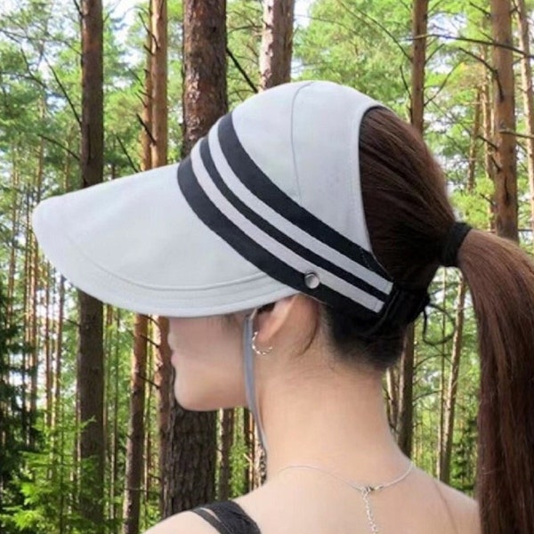 Wide Brim Beach Summer Hat Womens Foldable Adjustable Hiking Tennis Golf Travel Ponytail Sun Hat Breathable with Chin Strap Best Gift