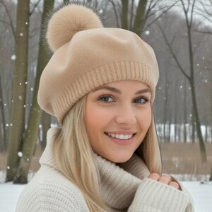 100% Solid Wool French Beret, Women's Winter Beret, Pure Wool Classic Beret , Gift for Her