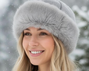 Extra Fluffy Faux Fur Bucket Hat for Women, Warm Cozy Winter Hat, Winter Furry Bucket Hat, Fuzzy Long Pile Trendy Hats, Best Gift for Her