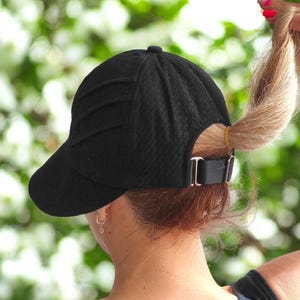Womens Wide Brim Beach Sun Visor Hat 100% Cotton Ball Sun Cap Friendly for Ponytail UPF 50+ UV Protection