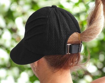 Womens Wide Brim Beach Sun Visor Hat 100% Cotton Ball Sun Cap Friendly for Ponytail UPF 50+ UV Protection