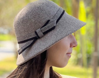 Foldable Adjustable Wool Bucket Hat for Women, Soft Cloche Hat, Felt Wool Hat, Fall/Winter Hat for Girl, Elegant Hat for Women