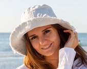 Sunhat Womens, Beach Hats for Women Foldable, Casual Distressed Bucket Hat, 100 Washed Cotton Vacation Travel Accessories Best Gift