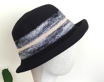 Black Cloche Hat Women, Summer  Bowler Hat for Women, Fedora Hat Women, Rolled Brim Hat, Foldable Cotton Mesh Hat, Gift for Her