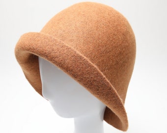 Winter Bucket Hat for Women, Women Hats for Fall and Winter, Cloche Hats Women, Felt Wool Hats Women, Foldable Hat, Holiday Gifts Brown