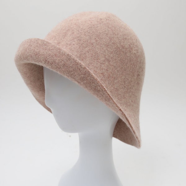 Chapeau de seau d'hiver pour femmes, chapeaux de femmes pour l'automne et l'hiver, chapeau de cloche femmes, seau pliable, cadeau pour elle, chapeau de feutre beige