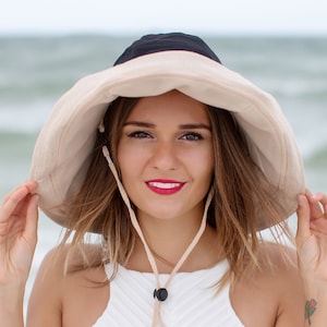 Wide Brim Sun Hat Womens Bucket Floppy 100% Cotton Reversible Hat Wide Brimmed Sunhats Women Elegant Vacation Honeymoon Best Gift for Her