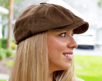 Corduroy Cap Newsboy Hat Women, Newsie Peaked Hat Baker Boy Cap  Summer Beret Retro Hats Bakerboy Hat Irish Flat Cap Drivers Cap Gatsby Hat