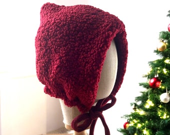 Pointed Bonnet Pixie Hat Sherpa Fleece Lined Warm Ear Flaps Women Winter Hat, Thermal Stylish Headgear, Perfect Gift Idea