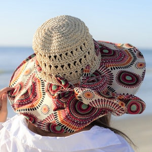 Womens Beach Hat with Bow, Straw Sun Hat, Summer Hats for Women, Packable Beach Hat, 5 Wide Brim Sun Hat Women Raffia Hat Best Gift for Her Beige