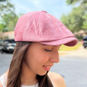 Summer Newsboy Cap Womens, Baker Boy Hat, Cotton Newsboy Cap, British Retro Hat, Octagonal Caps, Pink Newsboy Style Hat, Womens Gift