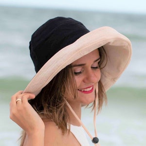 Cotton Sun Hat Women, Packable Summer Hats, Wide Brim Bucket Hat, Reversible Hats, Beach Sunhats, Elegant Vacation Hat, Best Gift For Women