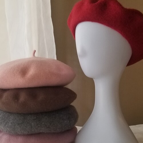 Red Beret Hat French Beret Wool Hat Beanie Women's Gift Etsy
