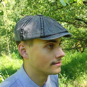 Baker Boy Hat Men Washed Cap Peaky Blinders Cap, Cotton Summer 8 Panel Newsboy Cap, Retro Caps, Distressed Large Head Hat, 5 Colors