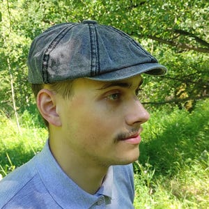 Baker Boy Hat Men Washed Cap Peaky Blinders Cap, Cotton Summer 8 Panel Newsboy Cap, Retro Caps, Distressed Large Head Hat, 5 Colors