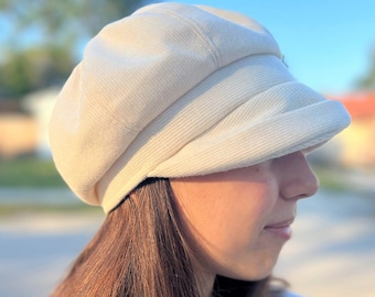 Bonnet femme avec visière, bonnet ample, chapeaux d'hiver avec rebord, béret tricoté, casquette gavroche pour femme, bonnet en tricot, bonnets en laine femme