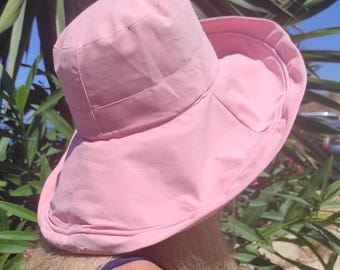 Summer Hats Women, Sun Hat Extra Wide Brim Bucket Hat Solid Pattern Fisherman Foldable Hat Safari Outdoor Beach Vacation, Gift for Her Pink
