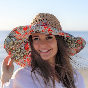 Womens Beach Hat with Bow, Straw Sun Hat, Summer Hats for Women, Packable Beach Hat, 5 Wide Brim Sun Hat Women Raffia Hat Best Gift for Her Khaki