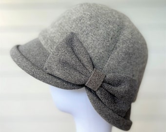VINTAGE 90s Gray Wool Felt Bow Cloche Winter Hat Cloche Gray Vintage Hats for Women for sale | eBay main image 2