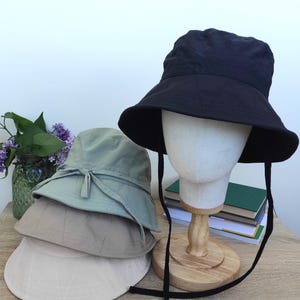 Wide Brim Bucket Hat Water Resistant Cotton Hat, Unisex Sun Hat, UV Protection, Fisherman Hiking Hat, 3 Way Hat