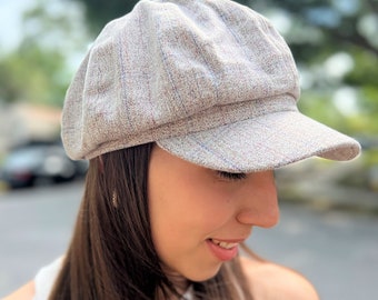 Summer Newsboy Cap Women, Slouchy Beret Baker Boy Cap, Cotton Sun Hat Flat Cap Summer Fashion Page Boy 8 Panel Cap Retro Newsboy Hat Women